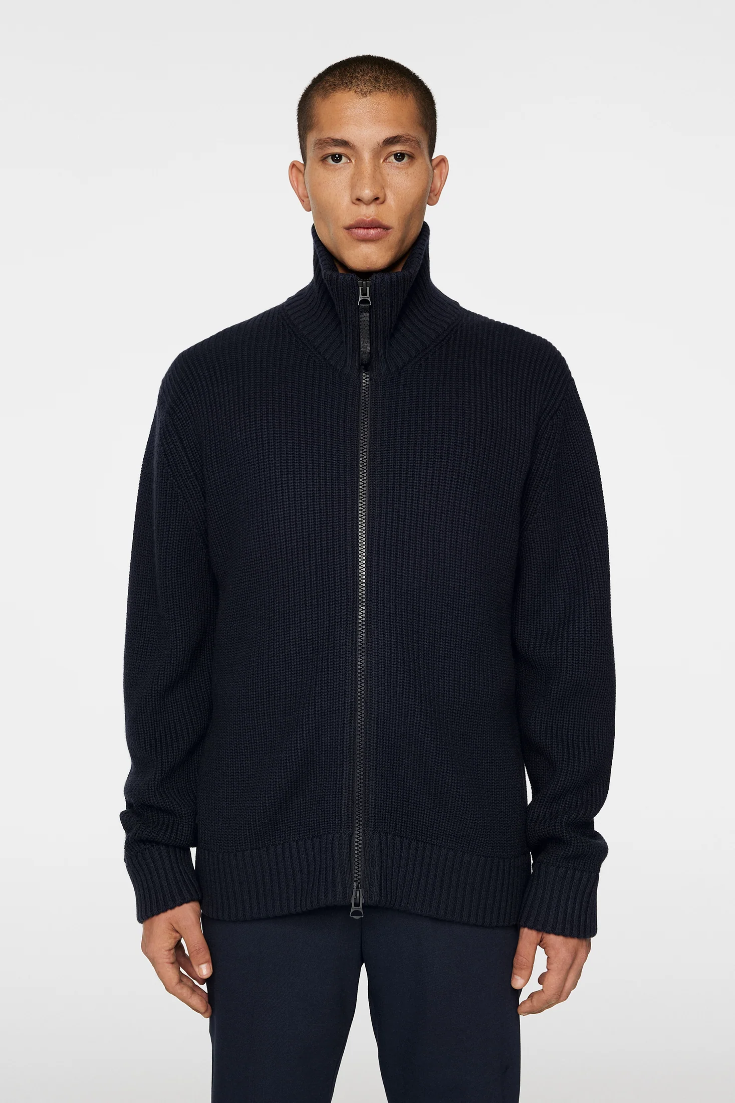 Skyler Wool Blend Zip Cardigan JL Navy