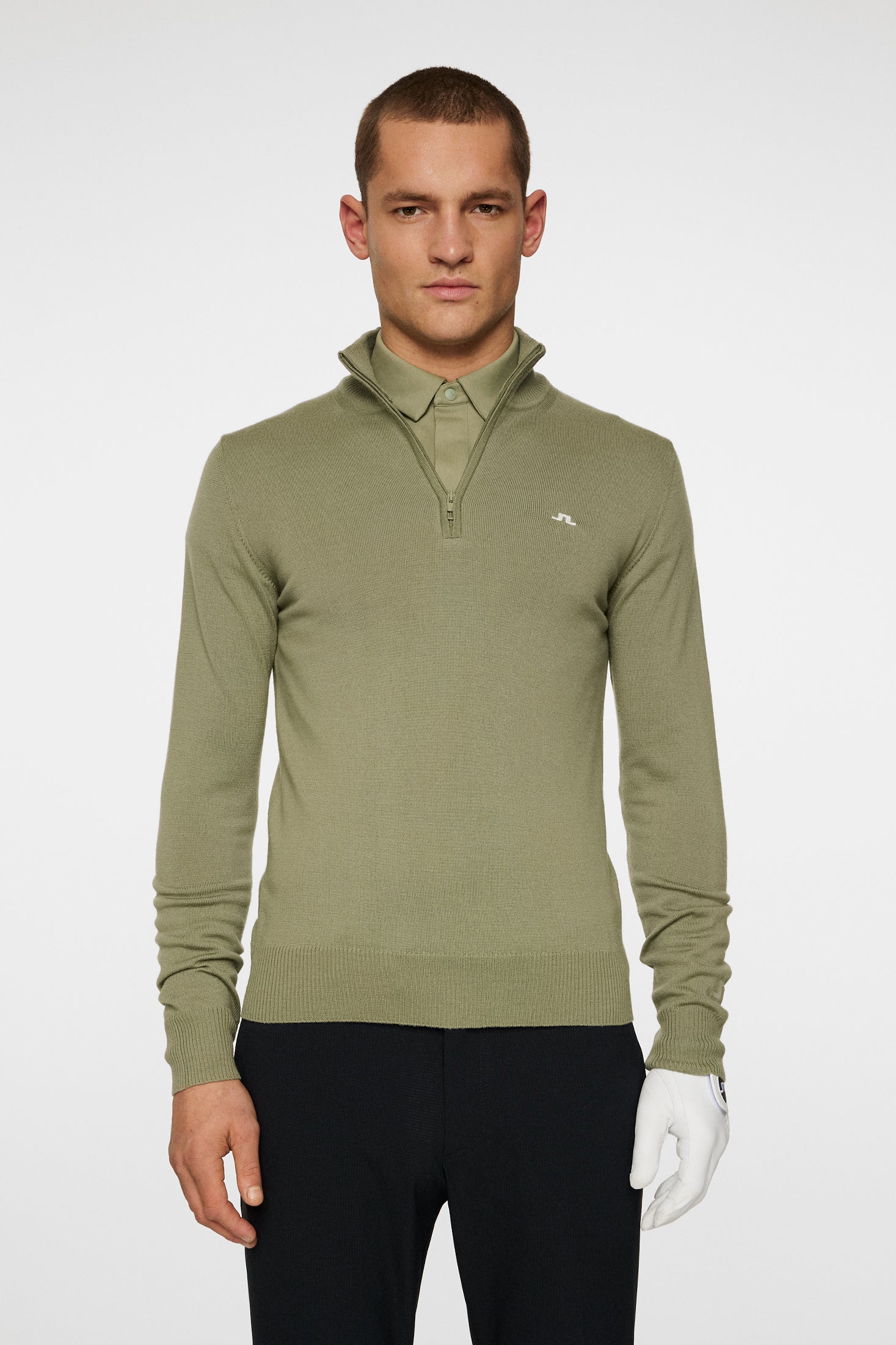 Kian Zipped Sweater Oil Green