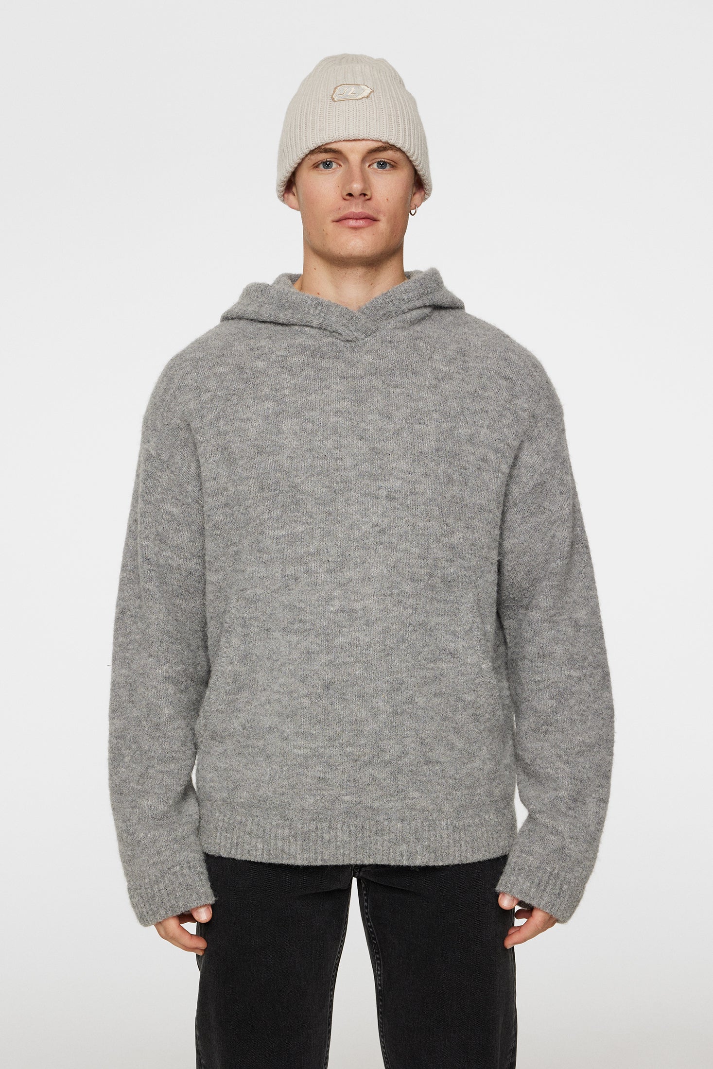 Broon Alpaca Blend Hoodie Mid Grey Melange