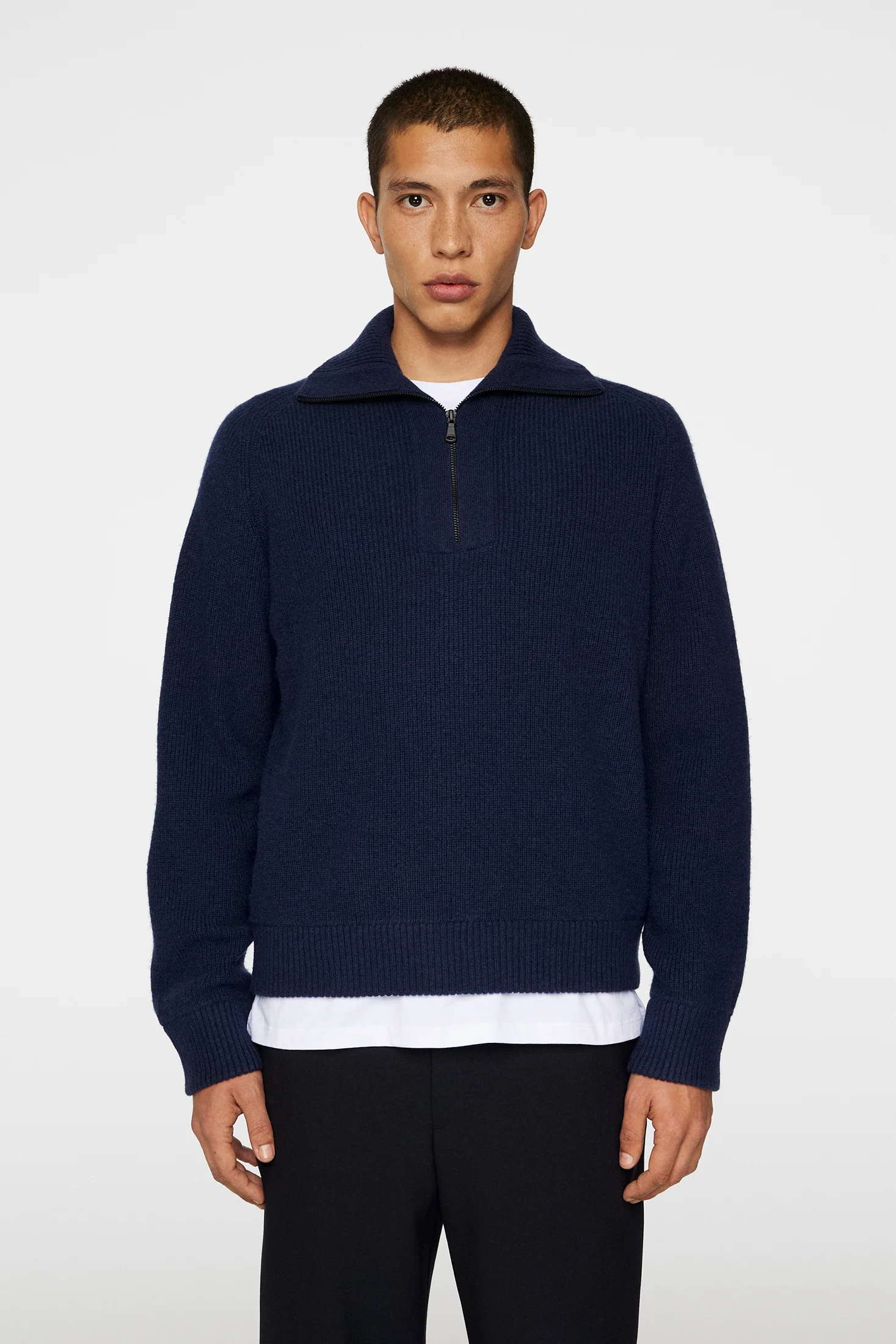 Wilmer Quarter Zip Knit Mid Grey Melange