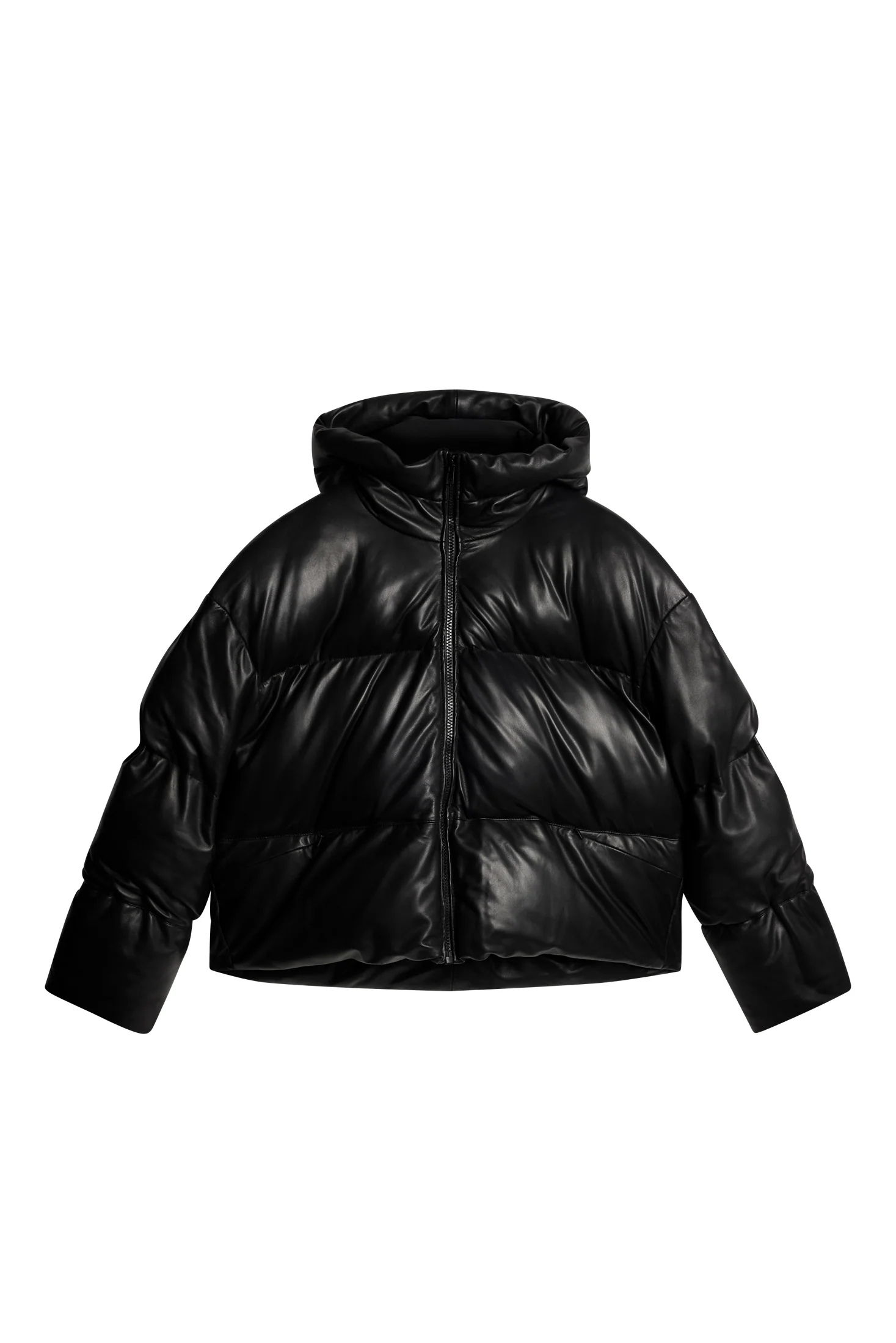 Jolene Leather Padded Jacket Black