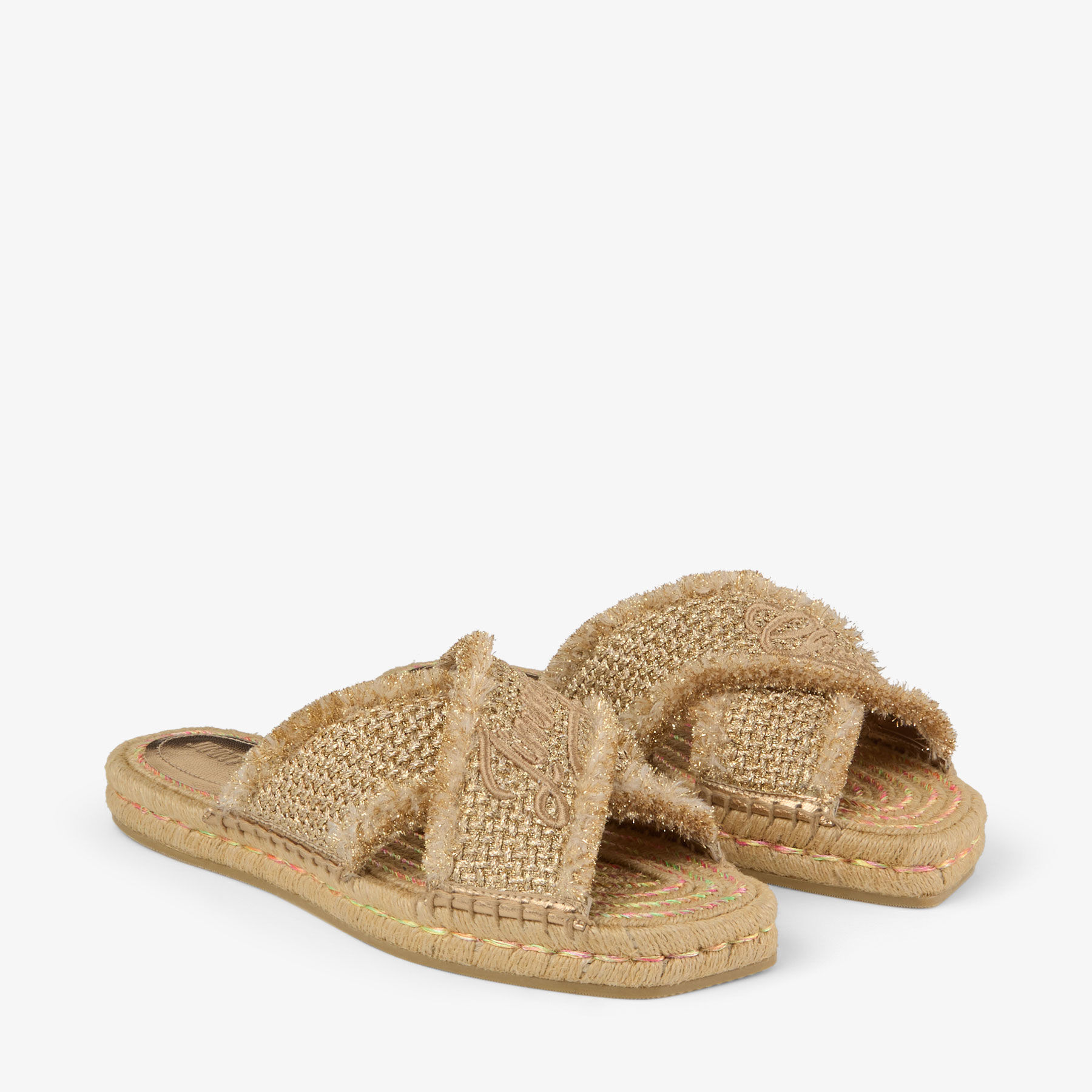 Aciel Sandal Flat Gold Woven Fabric Sandals