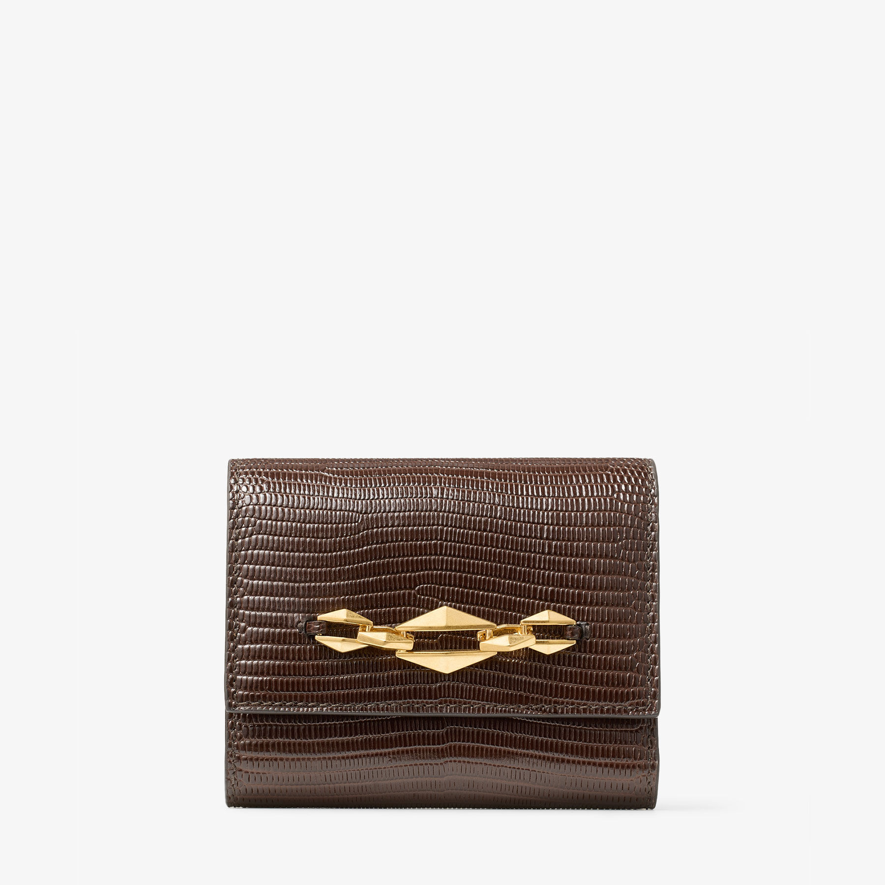 Marinda Coffee Lizard Printed Leather Wallet