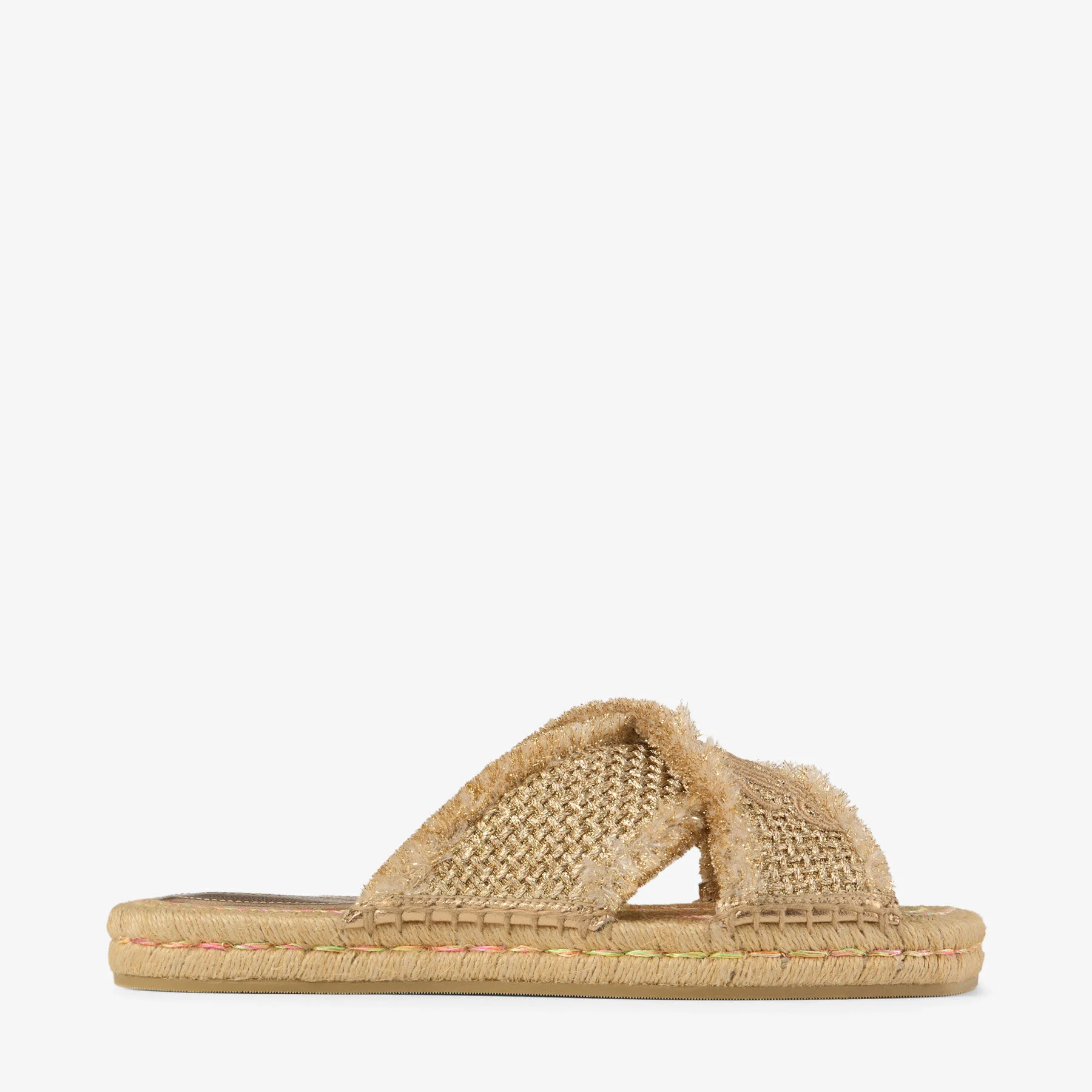 Aciel Sandal Flat Gold Woven Fabric Sandals