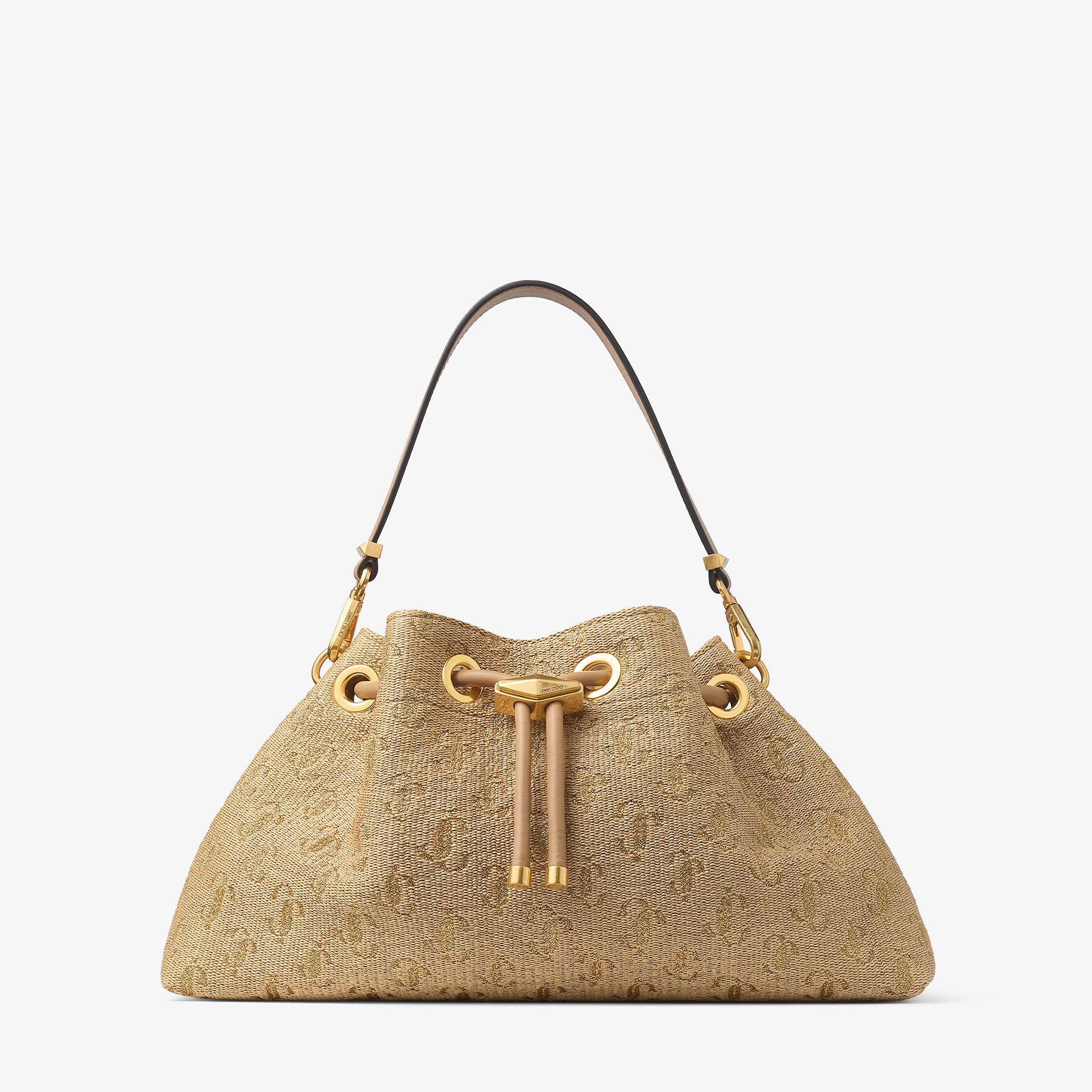 Cinch M Natural Raffia Monogram Bag