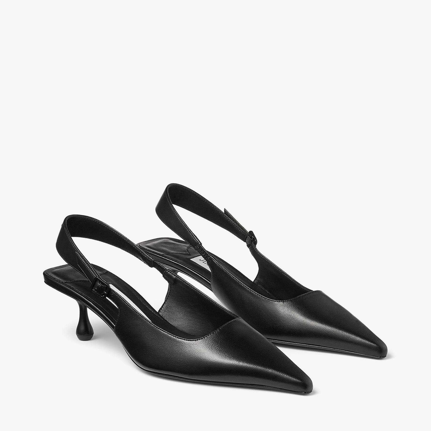 Amel 50 Black Nappa Leather Sling Back Pumps
