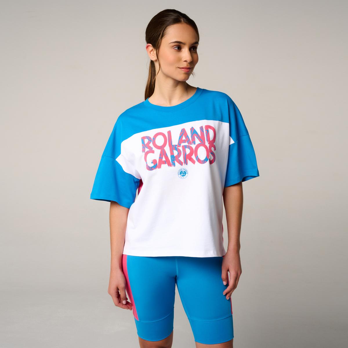 Roland-Garros woman Pop Energy T-Shirt - Blue and Pink - ROLAND-GARROS