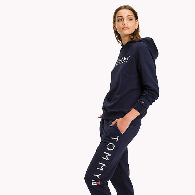 Tommy Hilfiger Logo Print Cropped Hoodie