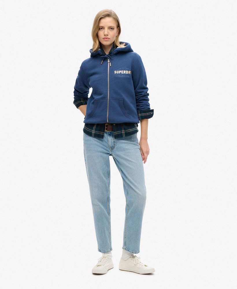 Luxe Metallic Logo Zip Hoodie