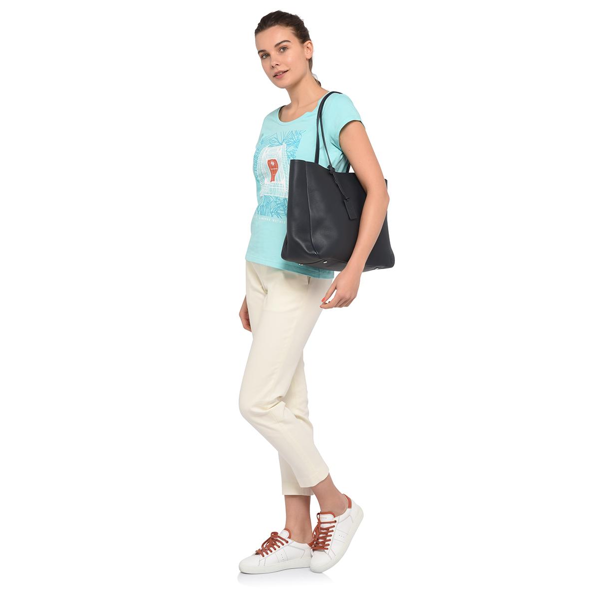 Roland-Garros woman leather handbag - navy blue - ROLAND-GARROS