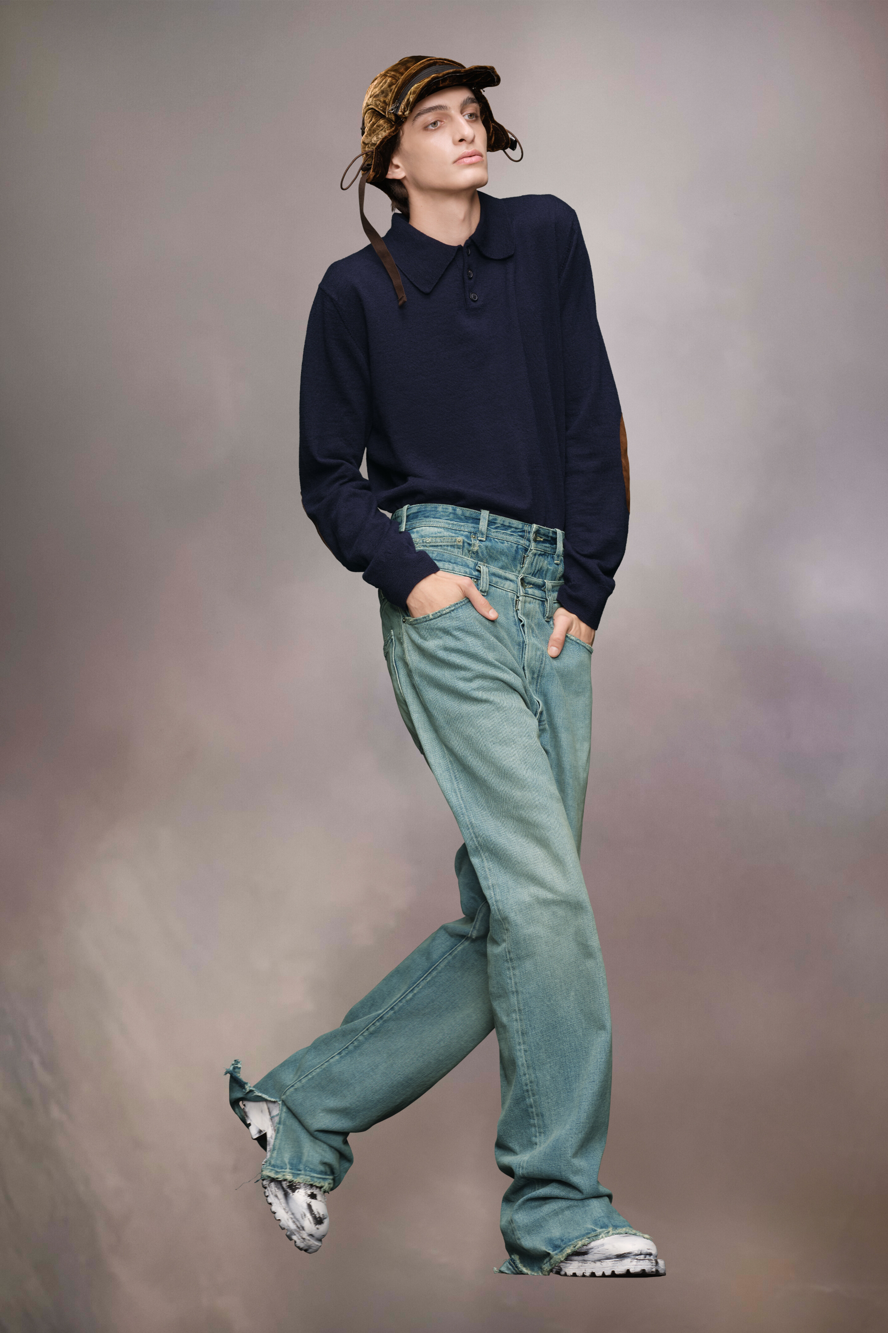 Elbow patch wool polo
