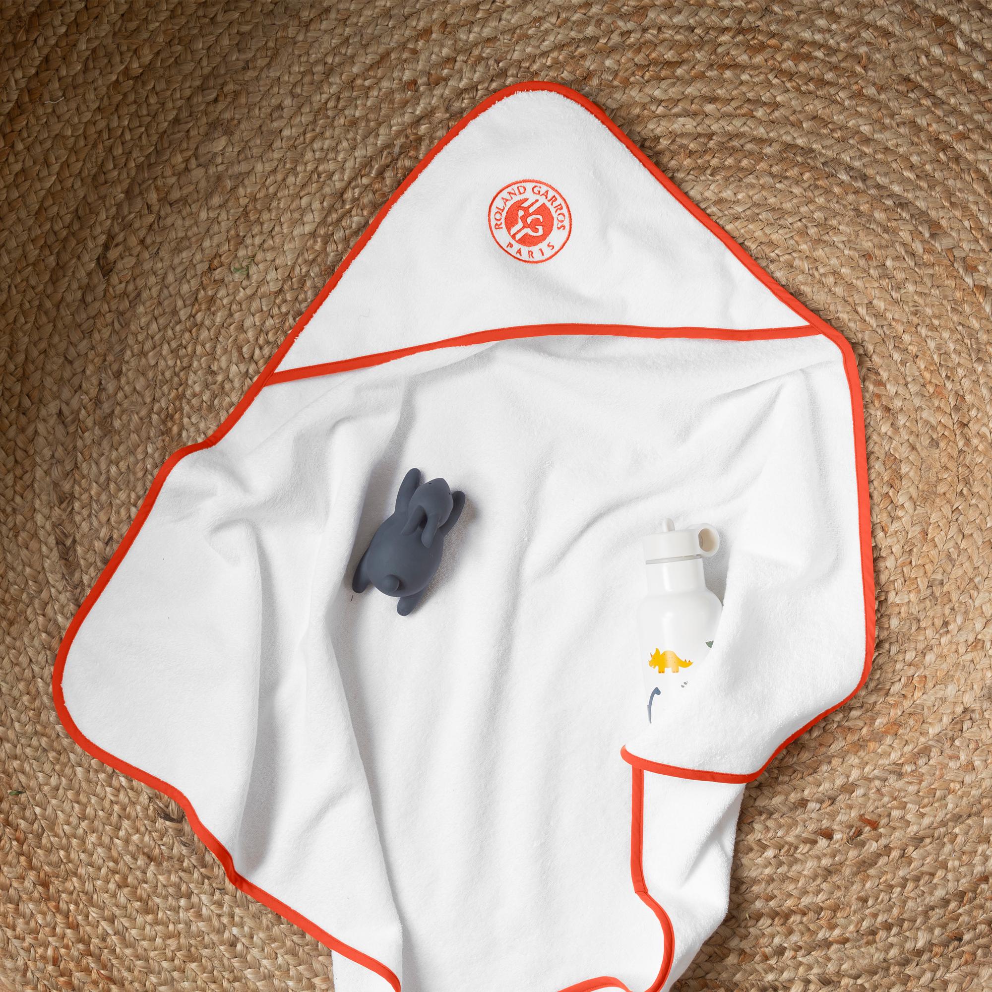 Carré Blanc x Roland-Garros cotton baby bath cape - White - ROLAND-GARROS