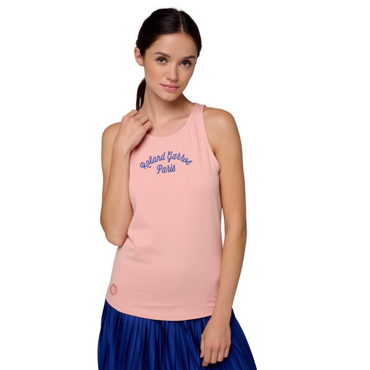 Woman Stripes tank top Roland-Garros - Pink - ROLAND-GARROS