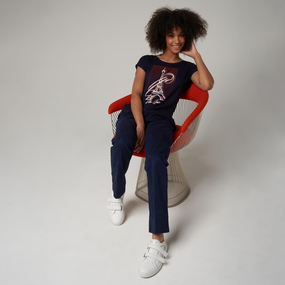 Roland-Garros Eiffel Tower woman t-shirt - Navy blue - ROLAND-GARROS