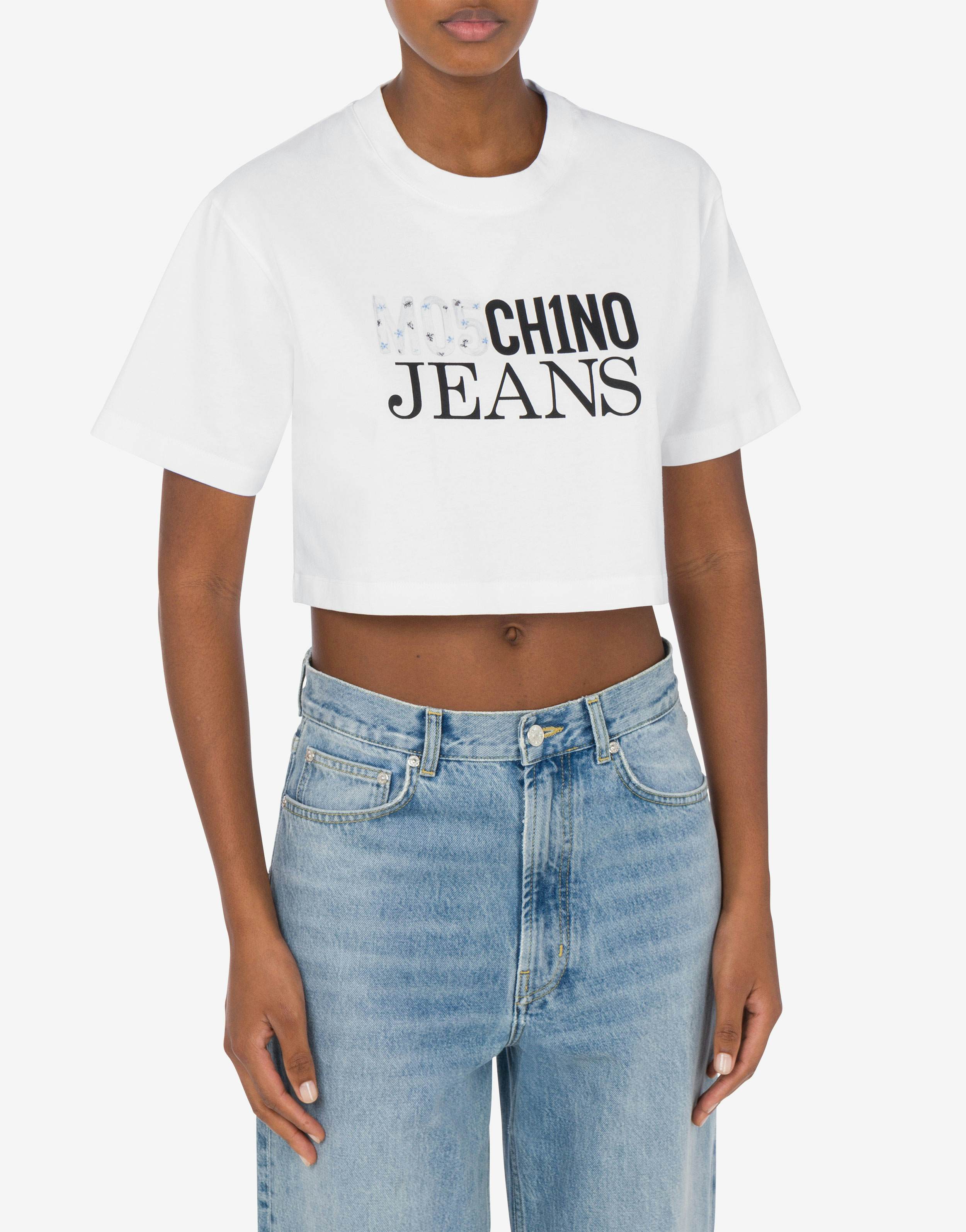 Cropped jersey T-shirt Logo Print