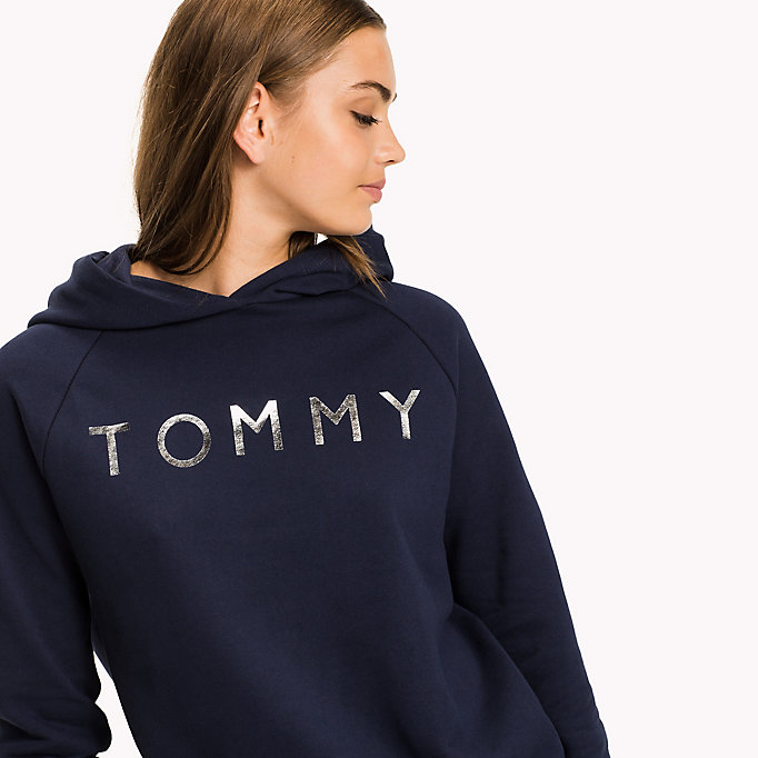 Tommy Hilfiger Logo Print Cropped Hoodie