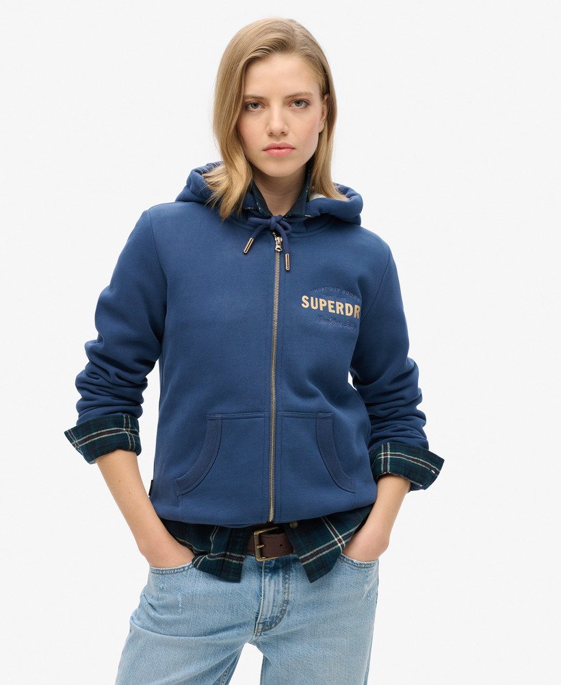 Luxe Metallic Logo Zip Hoodie
