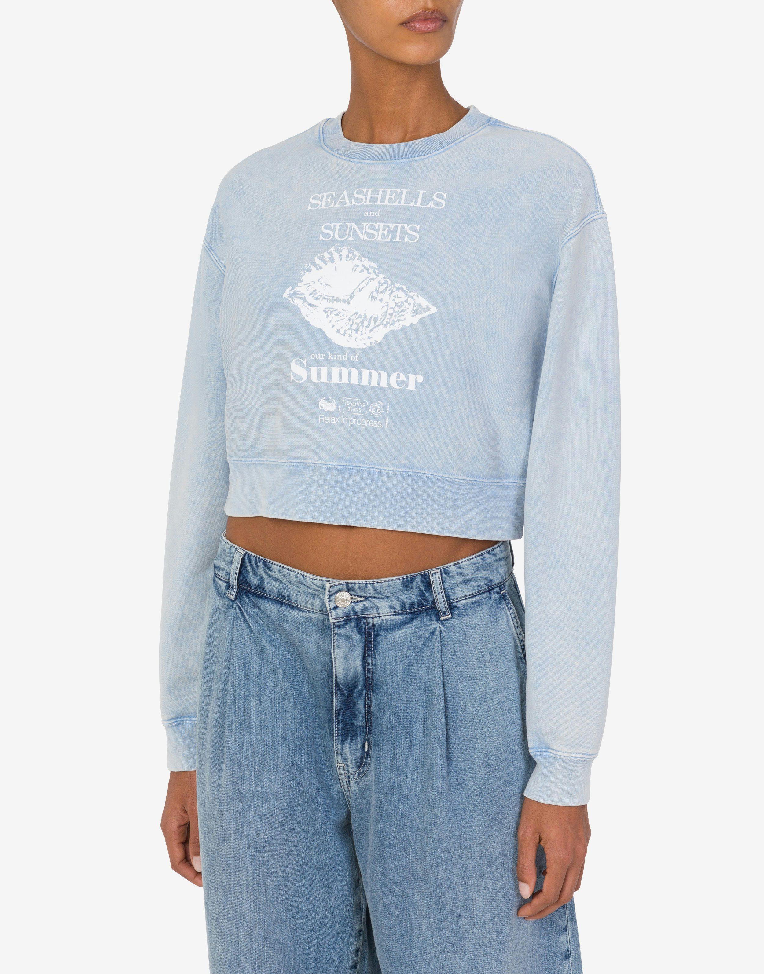 Cropped cotton sweatshirt with print