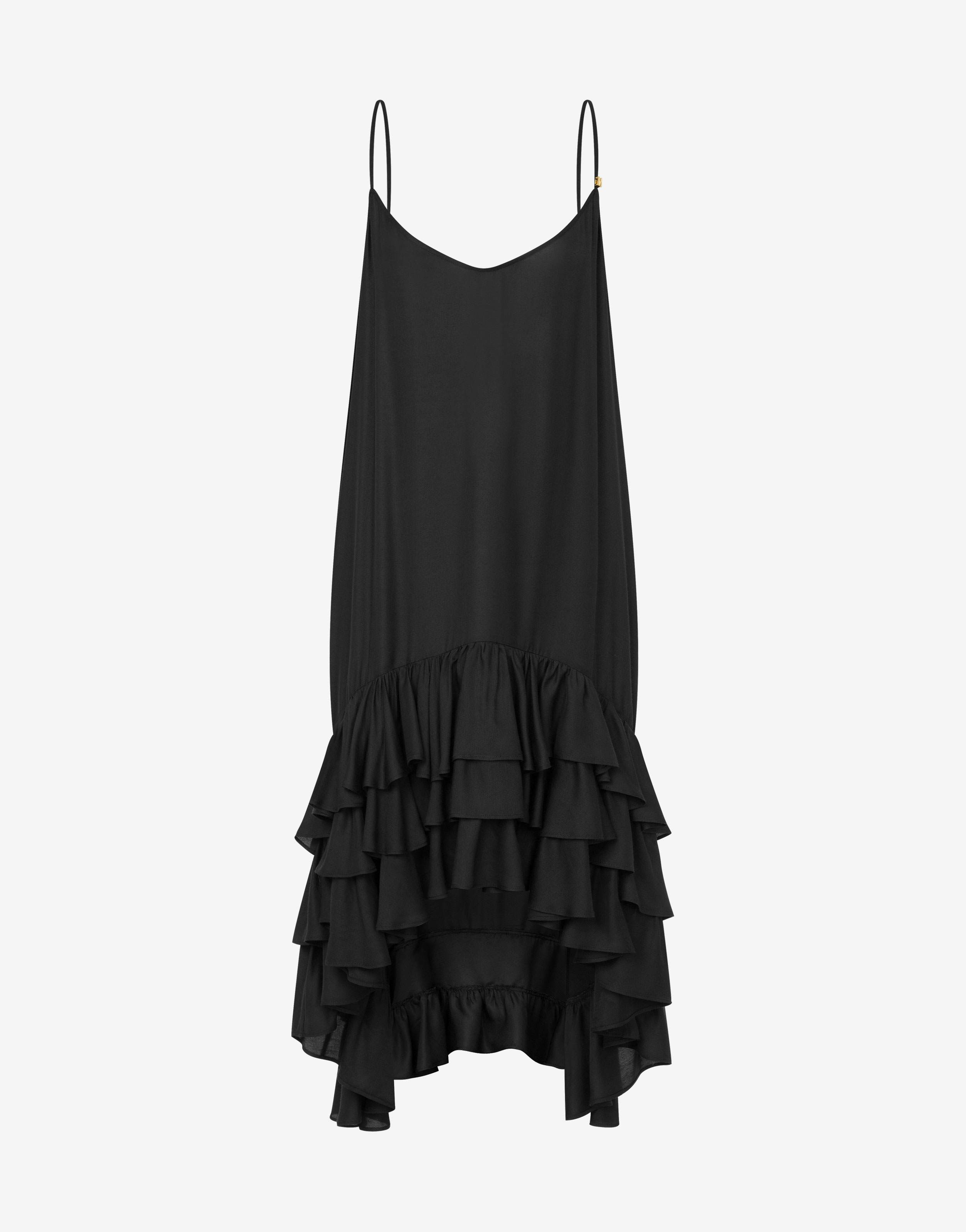 Viscose Twill Dress with Ruffles