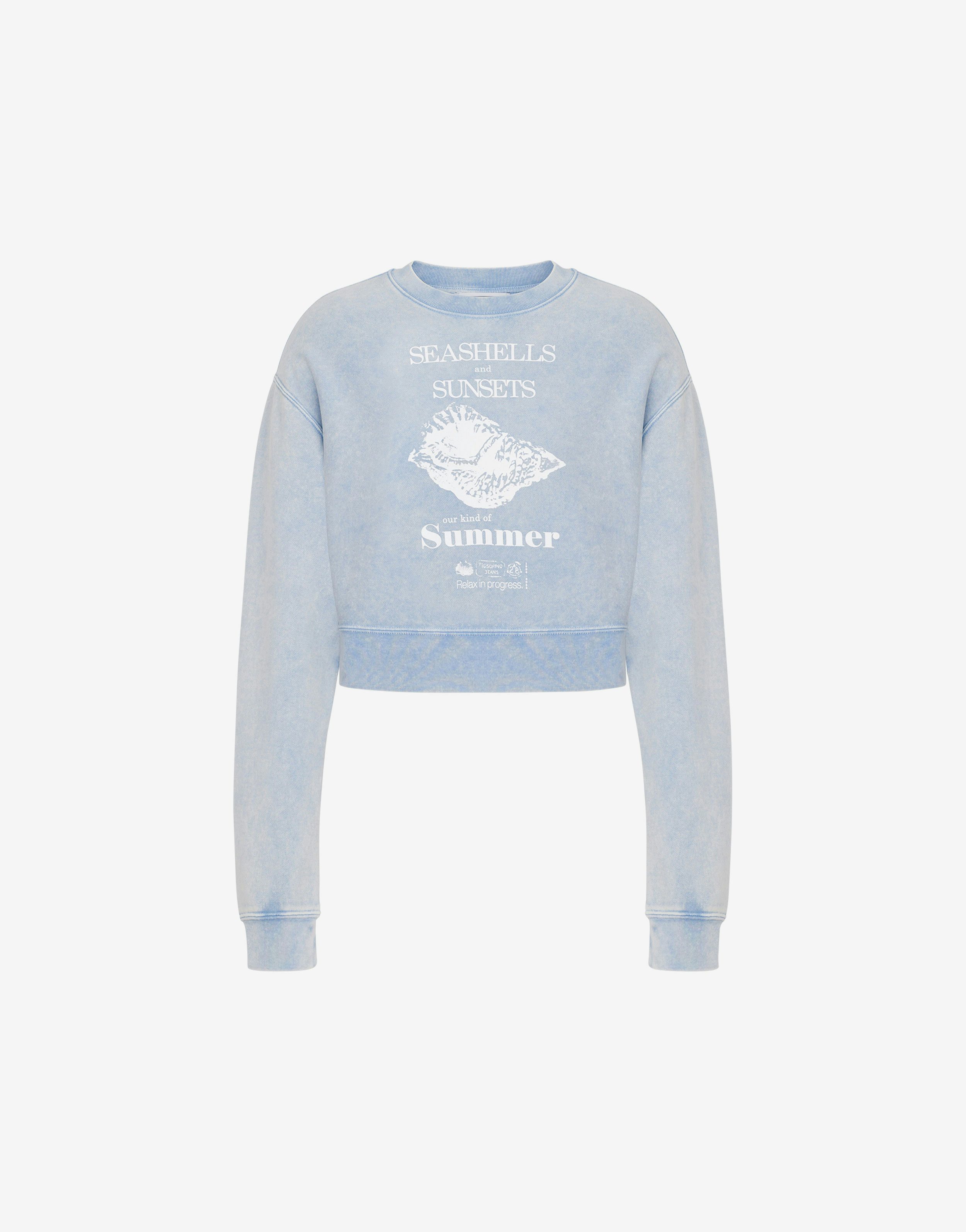 Cropped cotton sweatshirt with print