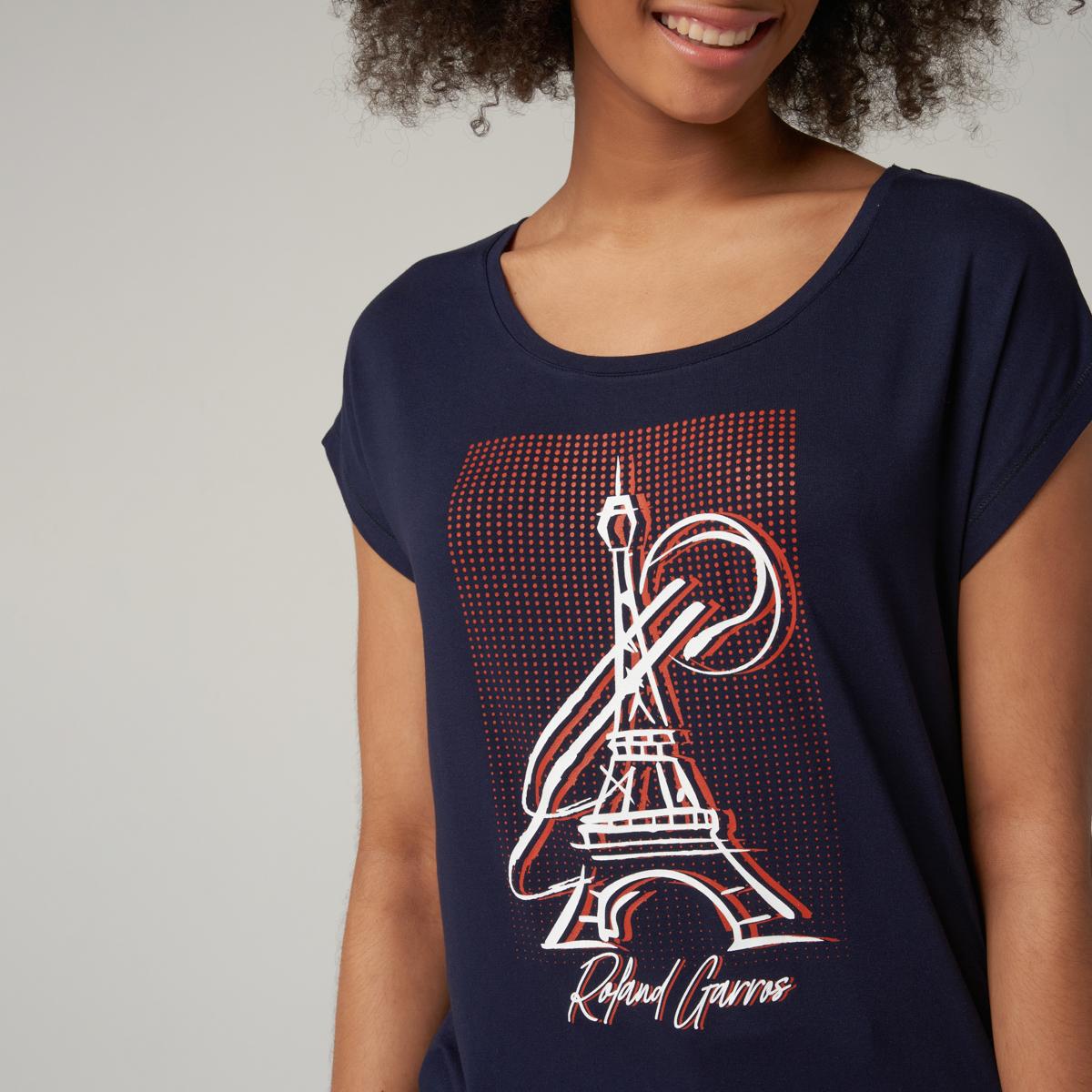 Roland-Garros Eiffel Tower woman t-shirt - Navy blue - ROLAND-GARROS