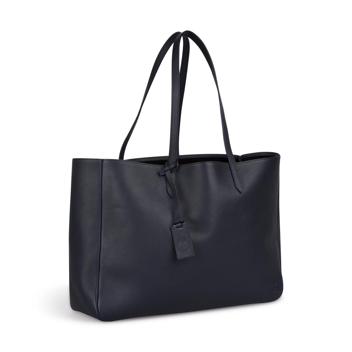 Roland-Garros woman leather handbag - navy blue - ROLAND-GARROS