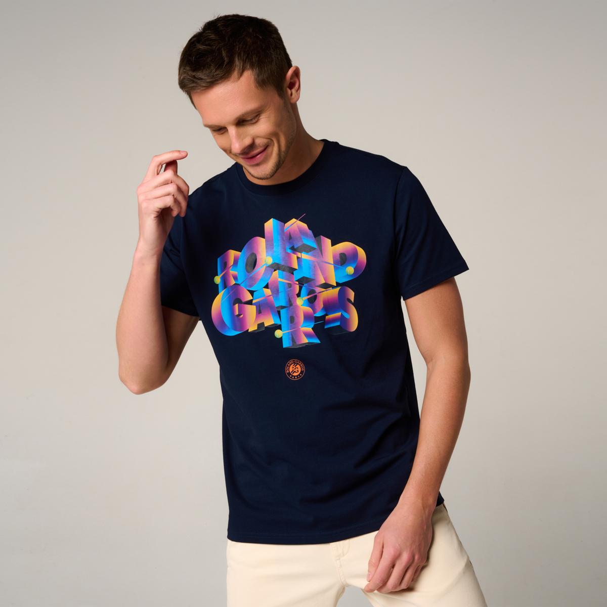Roland-Garros man Signature T-Shirt - Navy - ROLAND-GARROS