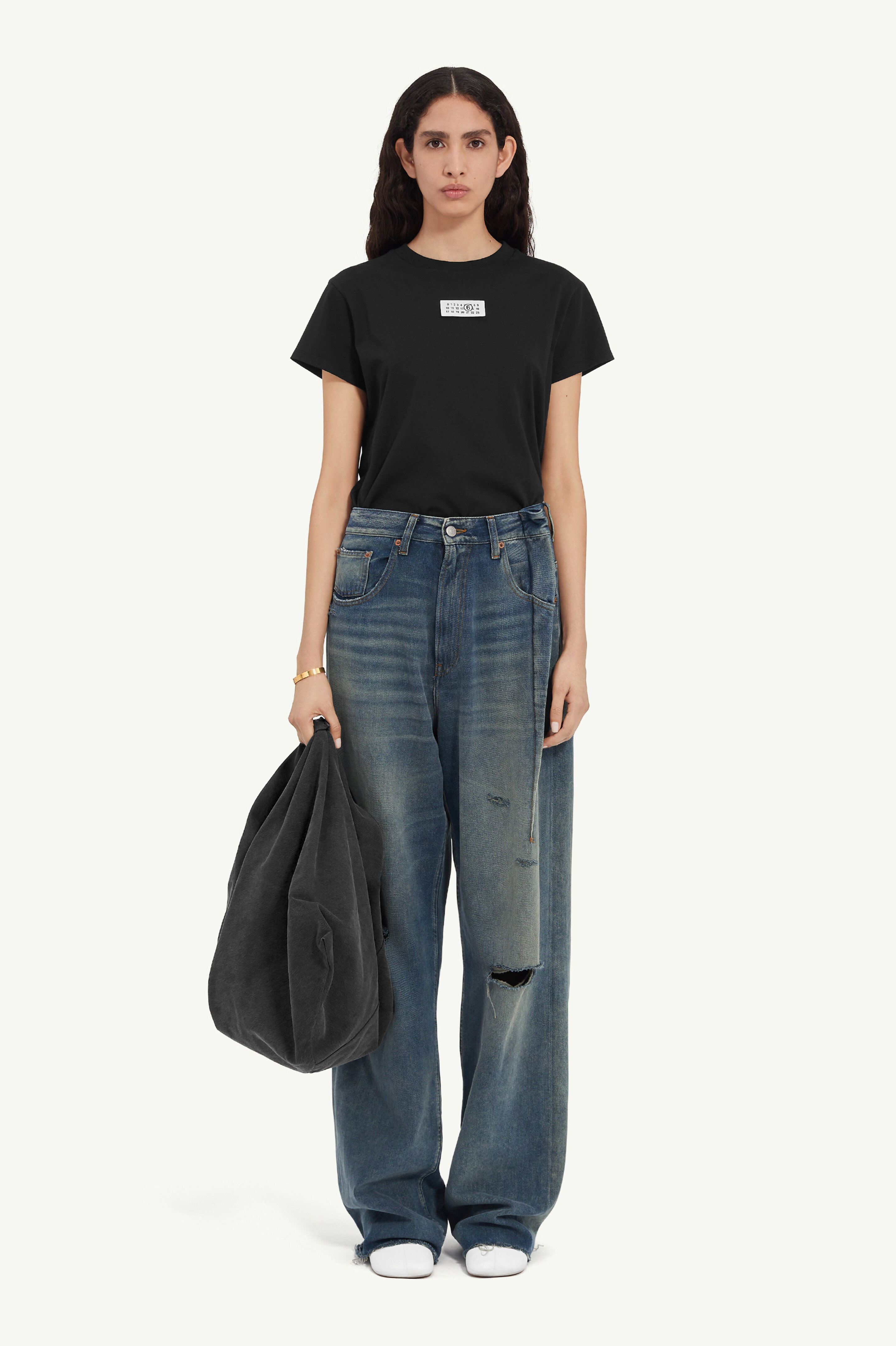 Aged denim jeans
