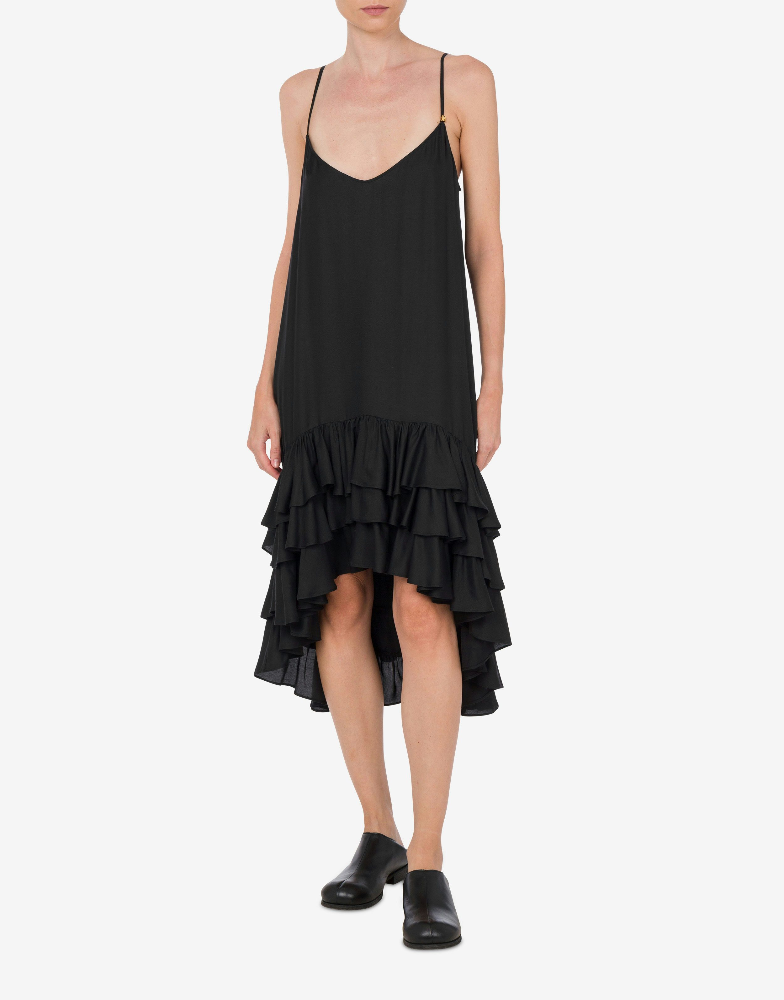 Viscose Twill Dress with Ruffles