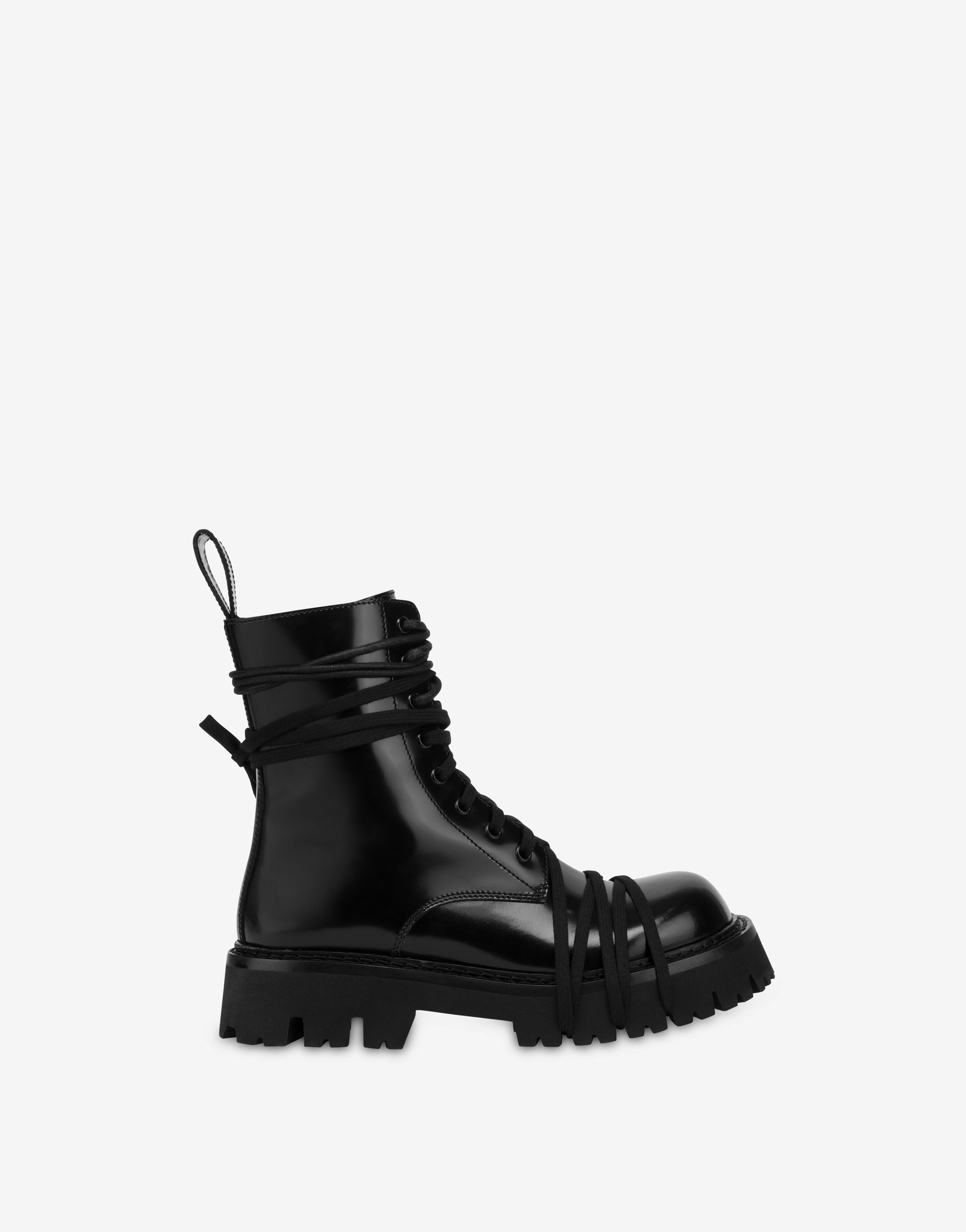 Biker boots in brushed calfskin