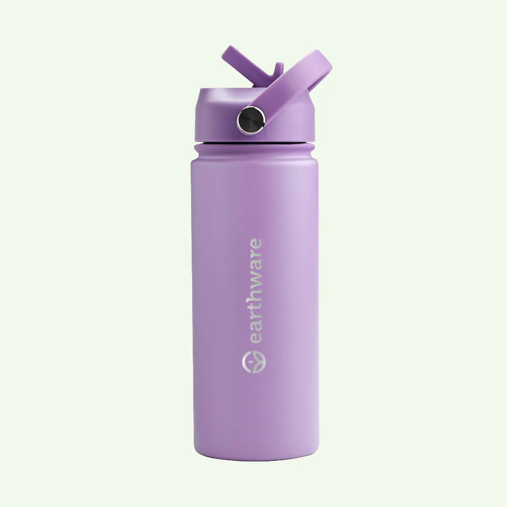 Earth Bottle Premium Insulated Water Bottle with 2 x Caps - Purple (550ml)