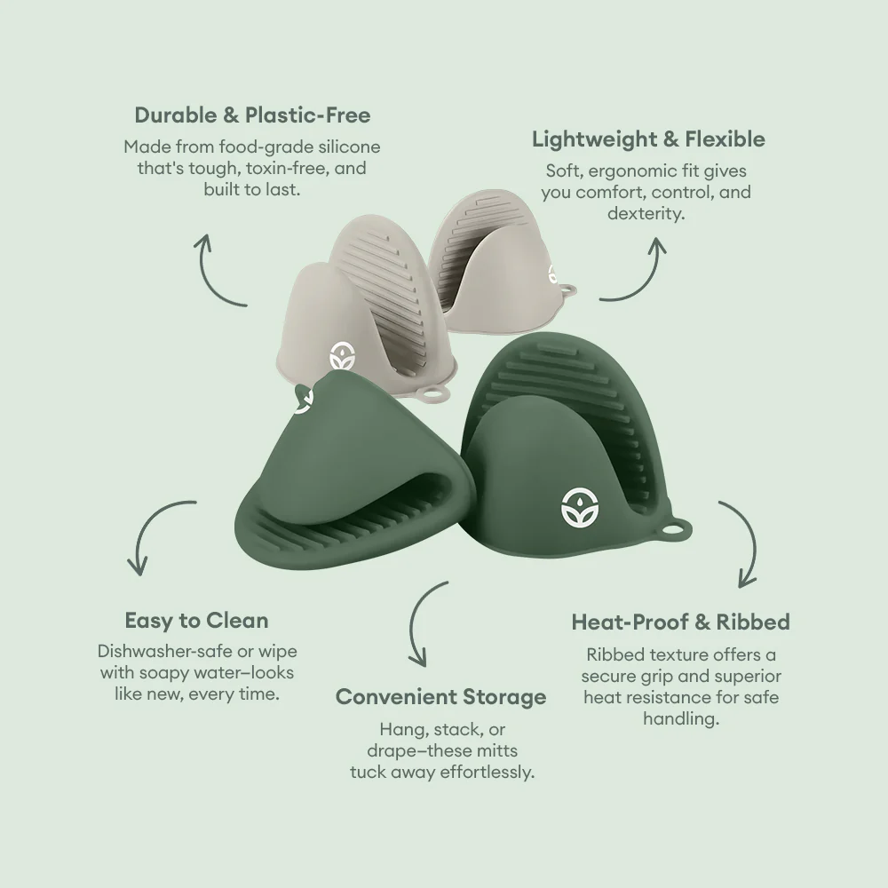 No-Tox Silicone Oven Mitt Set - Green