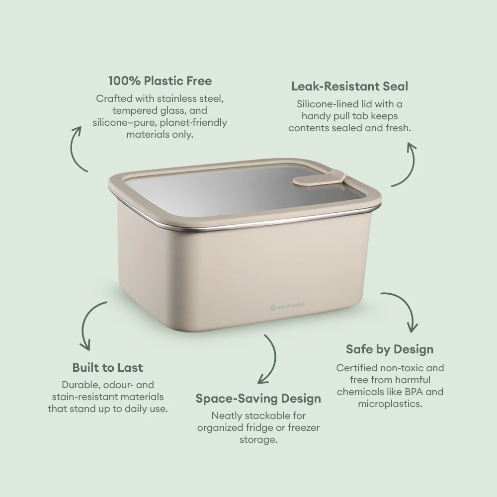 Stainless Steel Food Storage Container - Rectangle (1500ml)