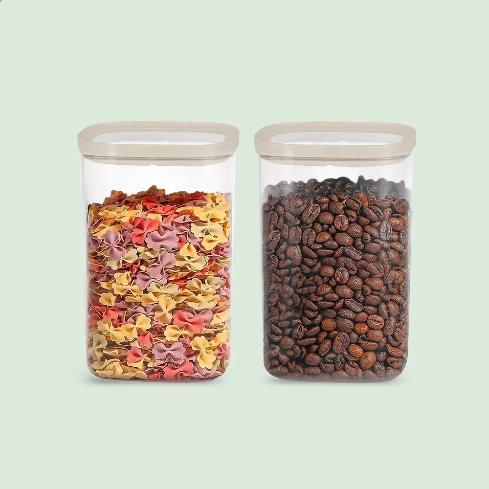 Cube Glass Pantry Storage Jars - 2 Pack (1680ml)