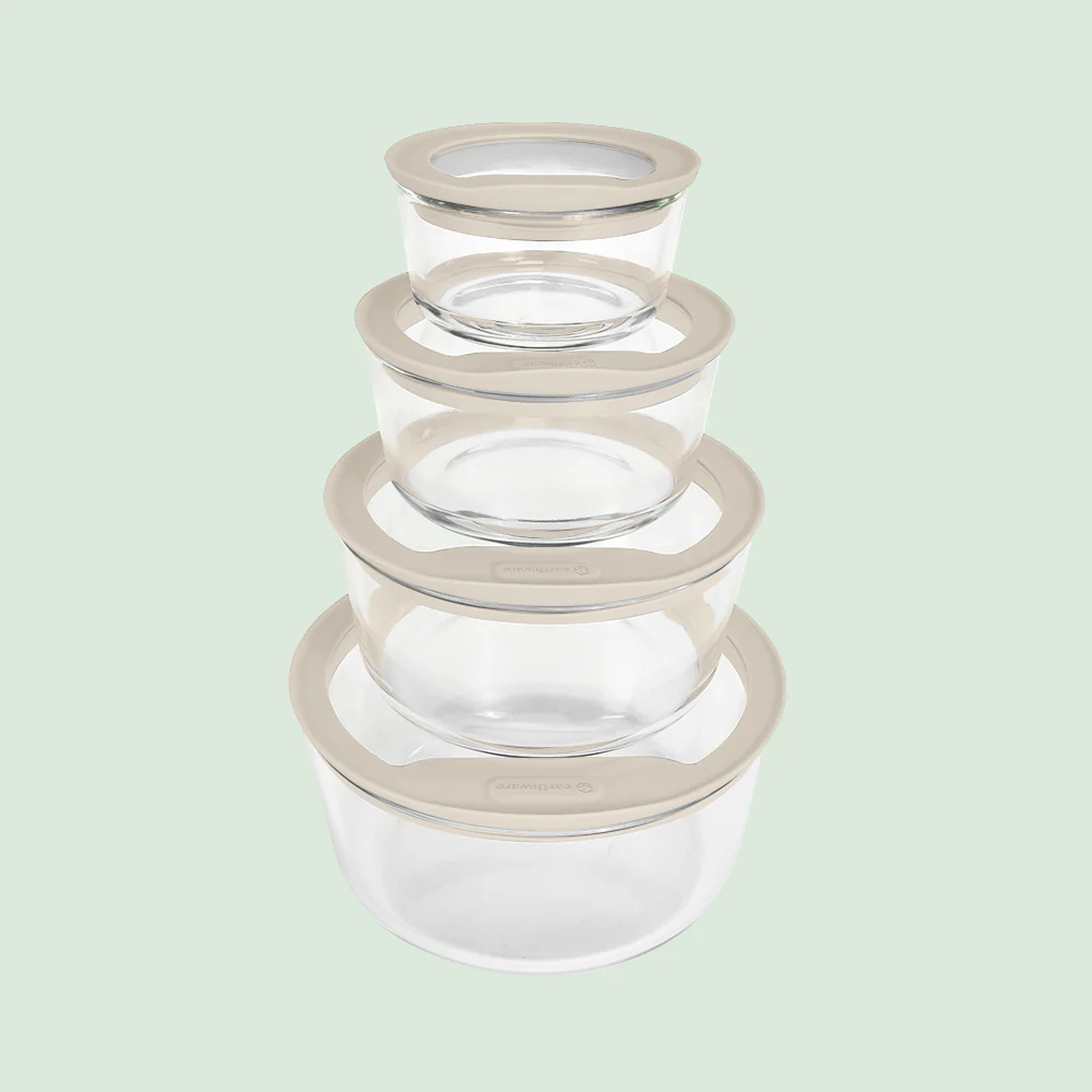 Glass Food Storage Containers - Circle - 4 Pack