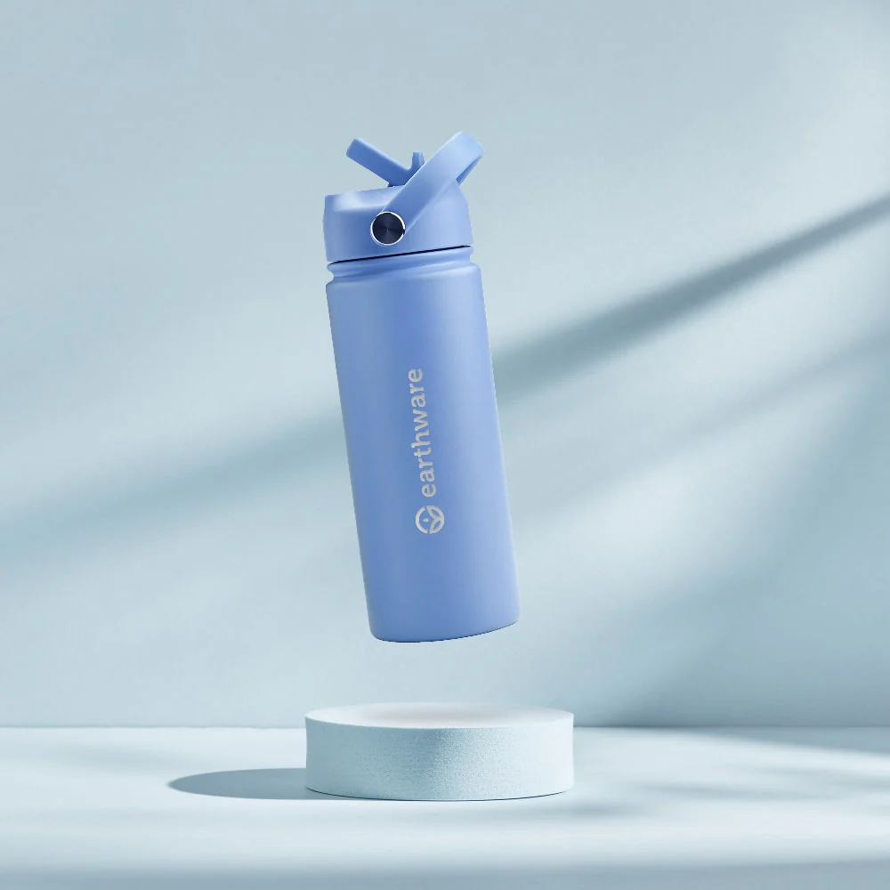 Earth Bottle Premium Insulated Water Bottle with 2 x Caps - Blue (550ml)