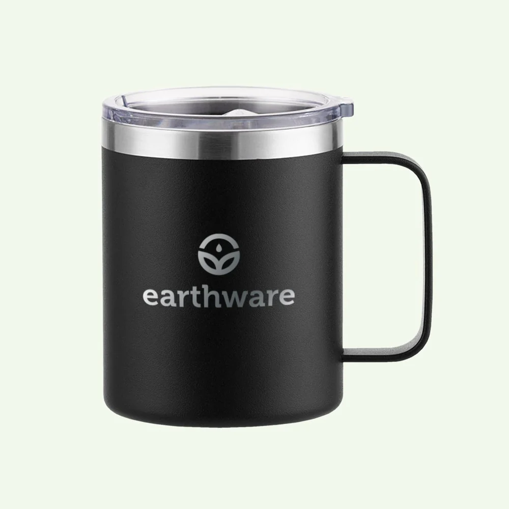 Earth Camp Mug Premium Insulated Travel Cup - Black (355ml)