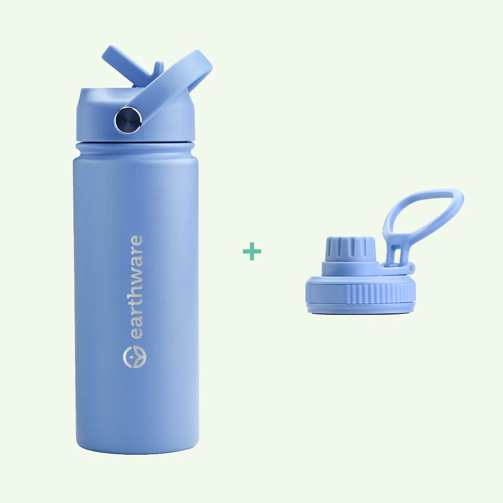 Earth Bottle Premium Insulated Water Bottle with 2 x Caps - Blue (550ml)