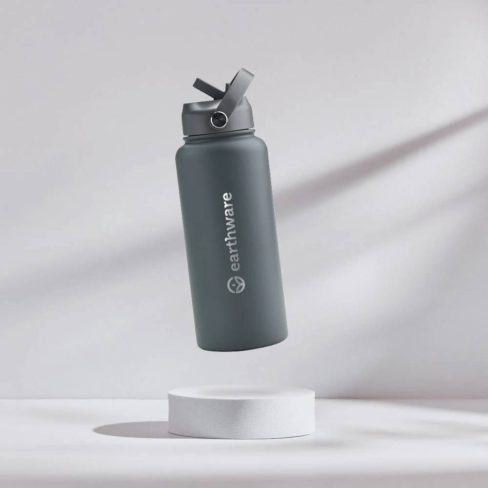 Earth Bottle Premium Insulated Water Bottle with 2 x Caps - Gray (1L)