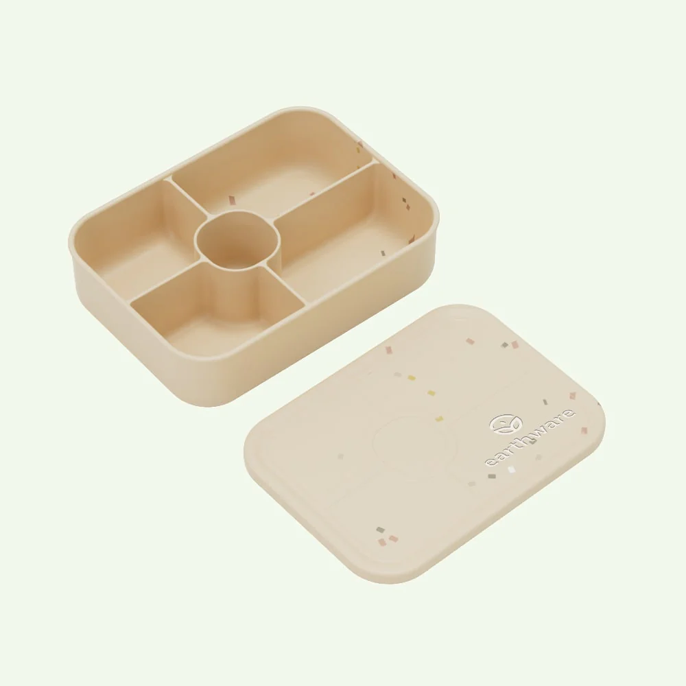 No-Tox Silicone Bento Lunch Box - 5 Compartments - Confetti Beige (1.2L)