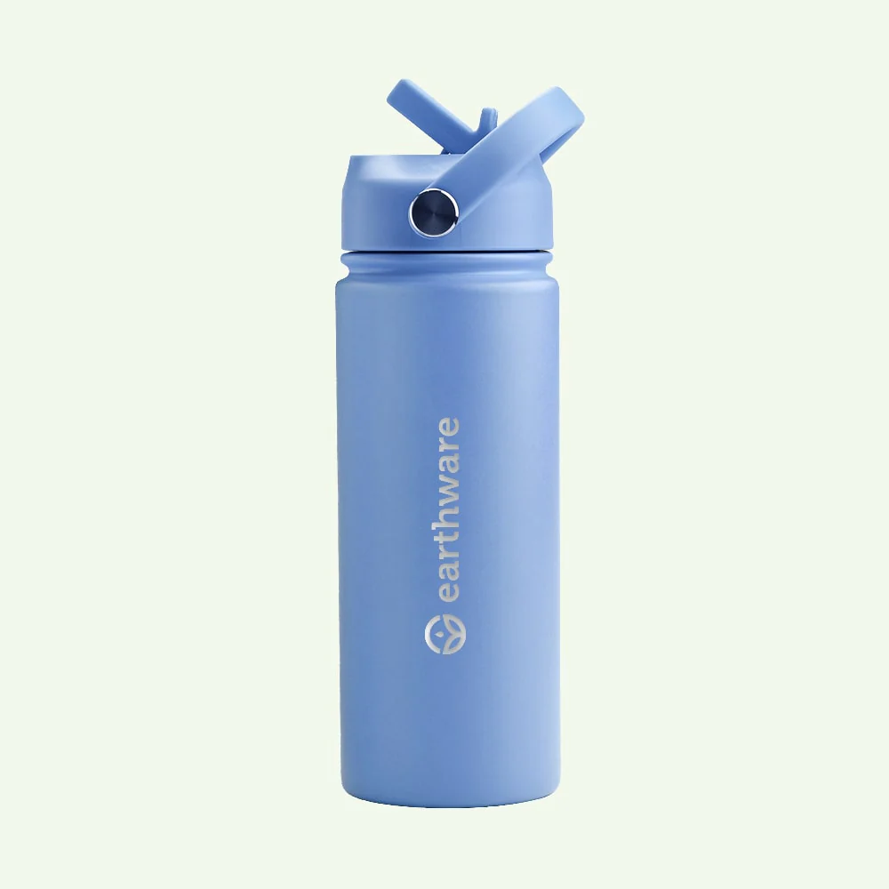 Earth Bottle Premium Insulated Water Bottle with 2 x Caps - Blue (550ml)