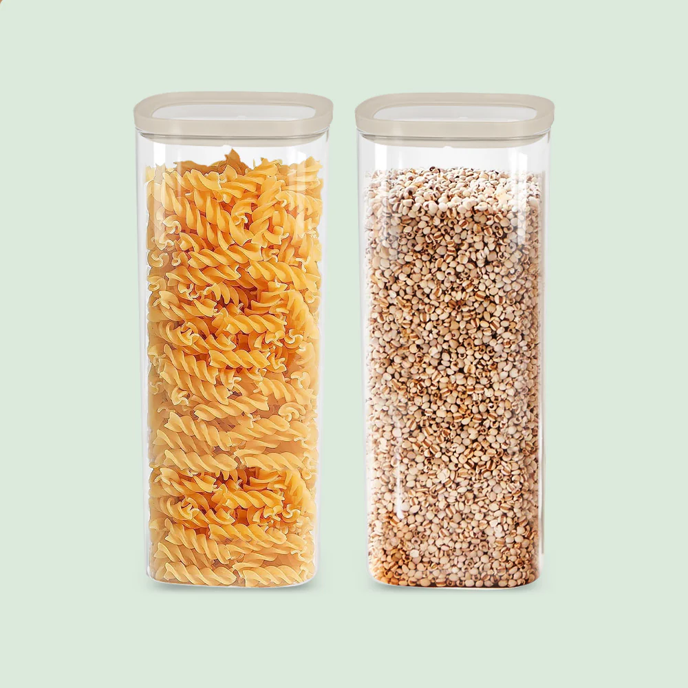 Cube Glass Pantry Storage Jars - 2 Pack (2340ml)