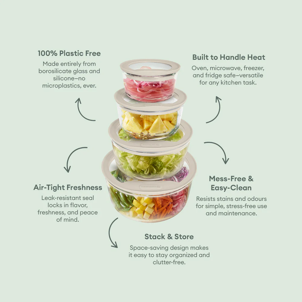 Glass Food Storage Containers - Circle (950ml)