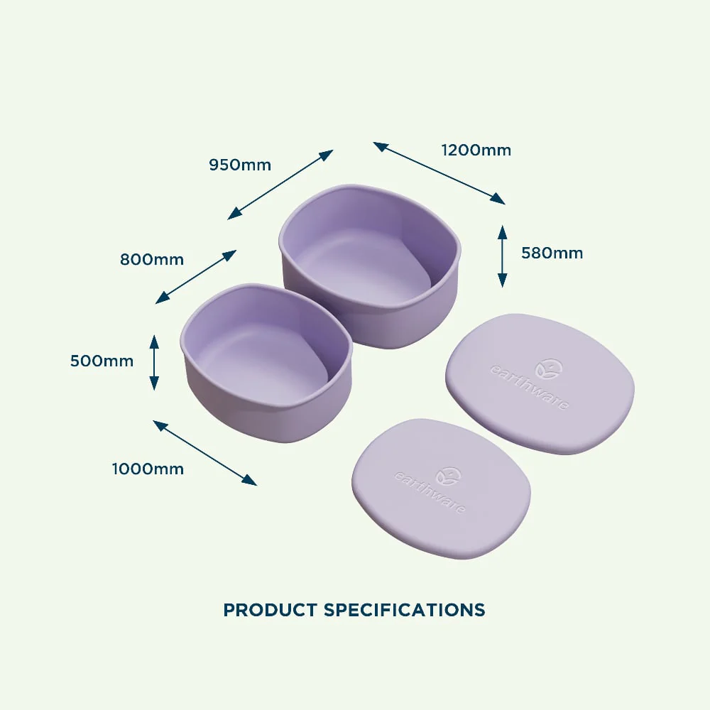 No-Tox Silicone Snack Box - 2 Pack - Purple (200ml + 350ml)