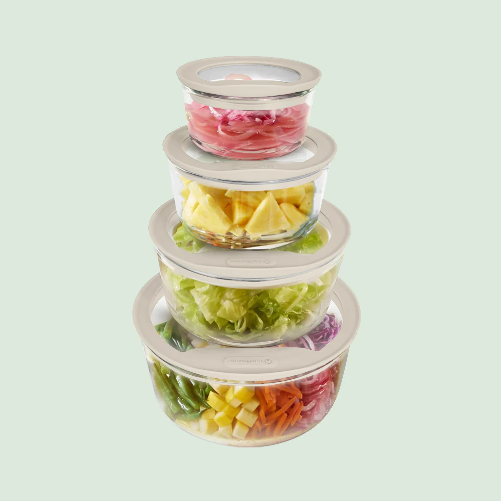 Glass Food Storage Containers - Circle - 4 Pack