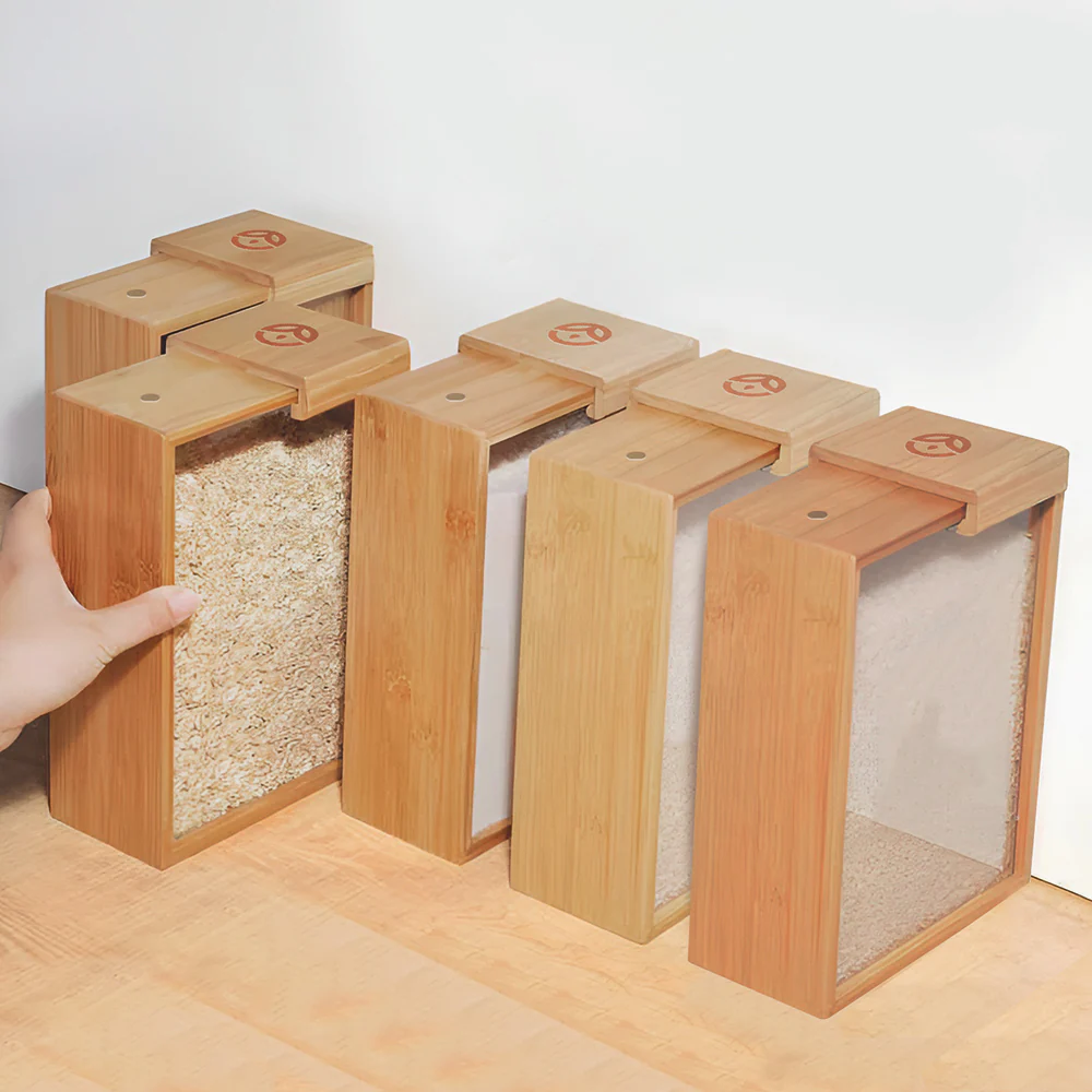 Glass Bamboo Cereal & Dry Food Dispenser - 5 Pack