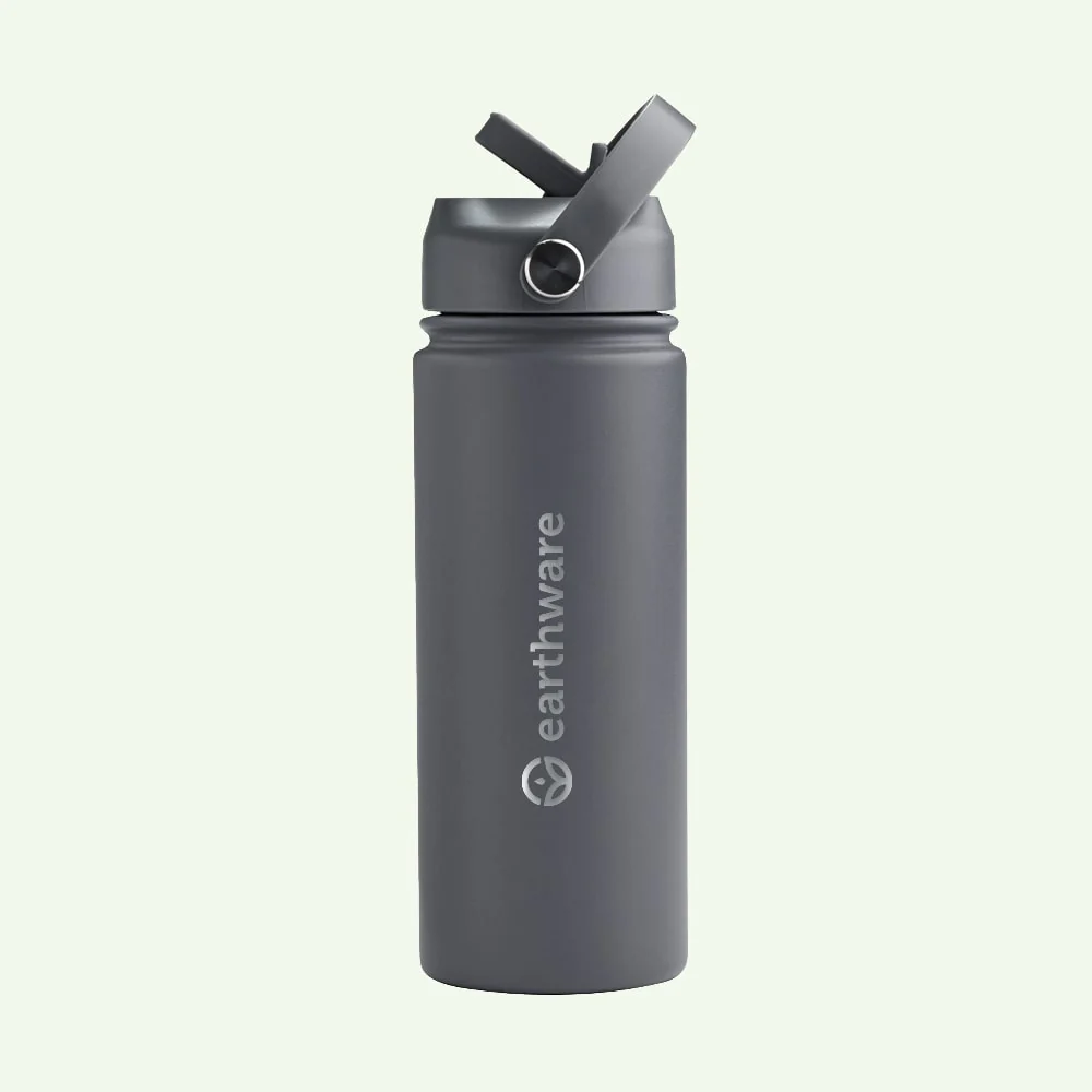 Earth Bottle Premium Insulated Water Bottle with 2 x Caps - Gray (550ml)