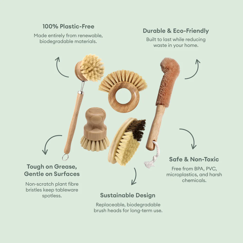 Renewable Bamboo Cleaning Brush Set