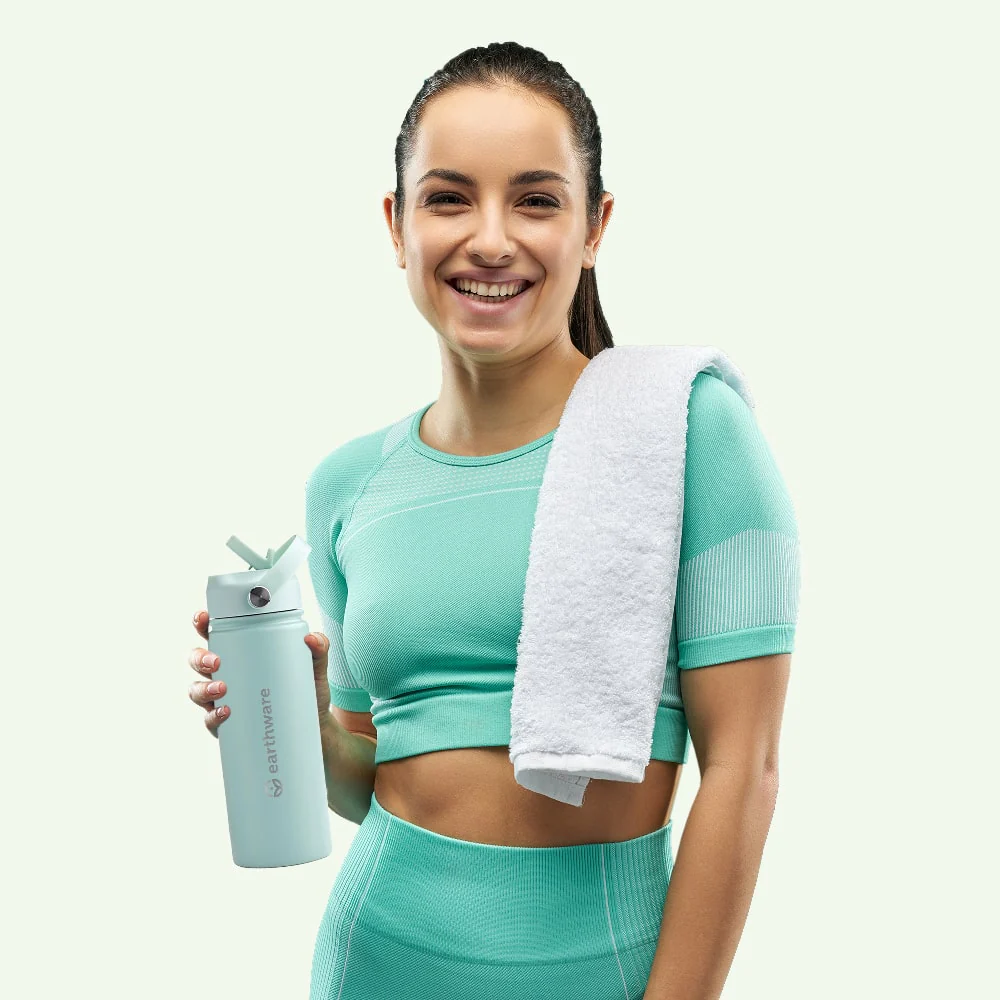 Earth Bottle Premium Insulated Water Bottle with 2 x Caps - Mint (550ml)