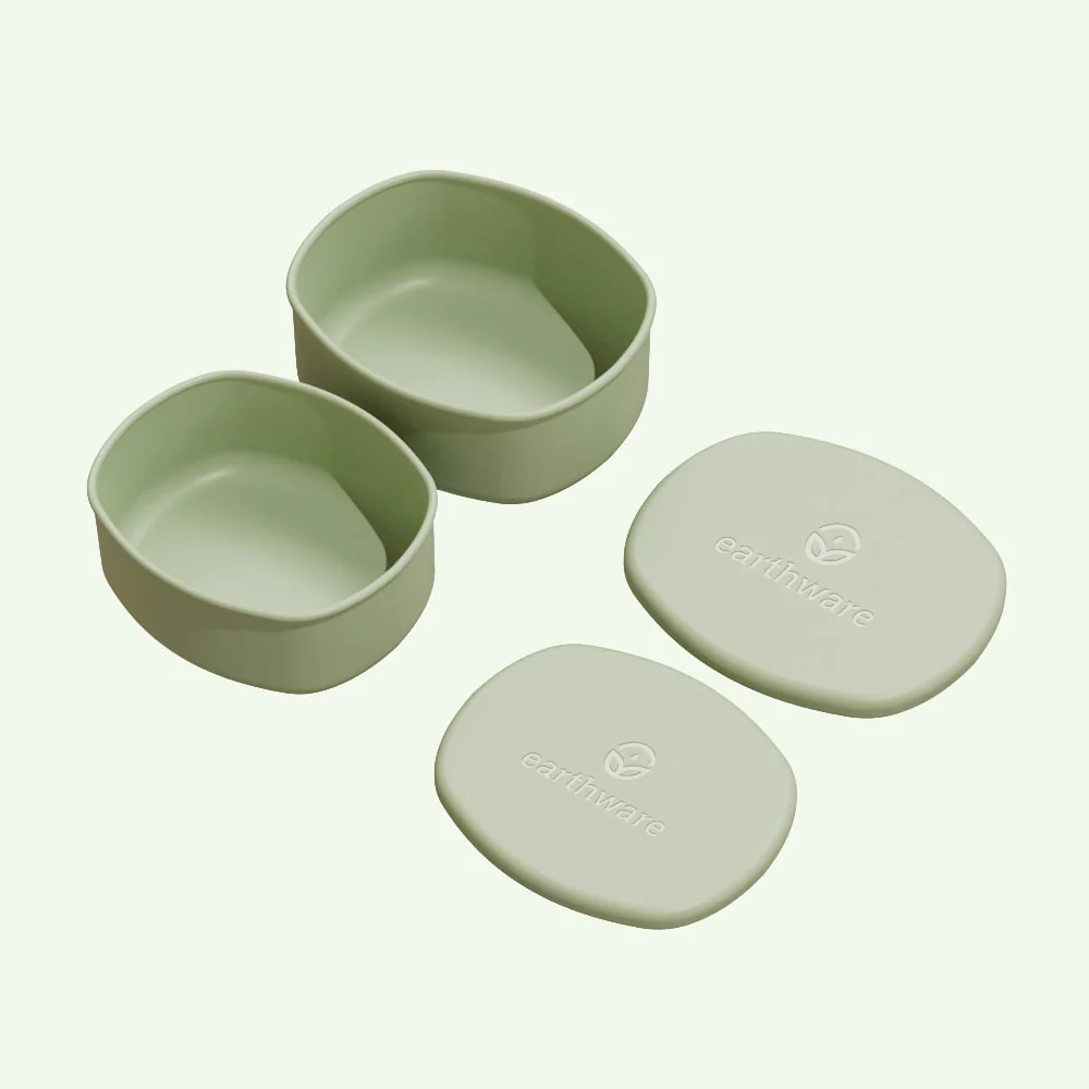 No-Tox Silicone Snack Box - 2 Pack - Olive (200ml + 350ml)
